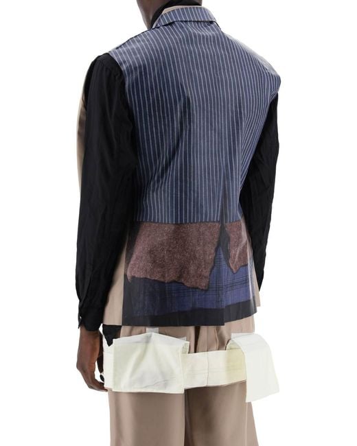 Comme des Garçons Blue Comme Des Garçons Homme Plus Trompe-L'Oeil Printed Long-Sleeved Blazer for men