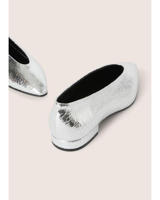 Loro Piana Gray Rebecca Crack-Texture Ballet Shoes
