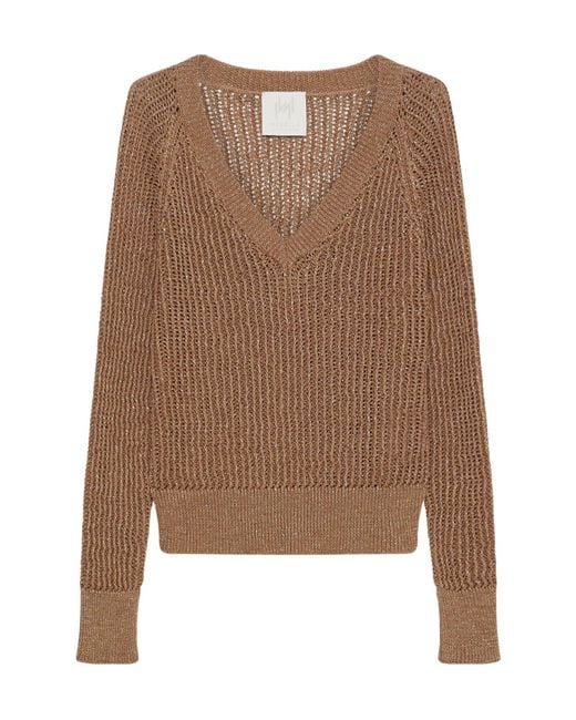 Marella Brown Cotton And Lurex Sweater