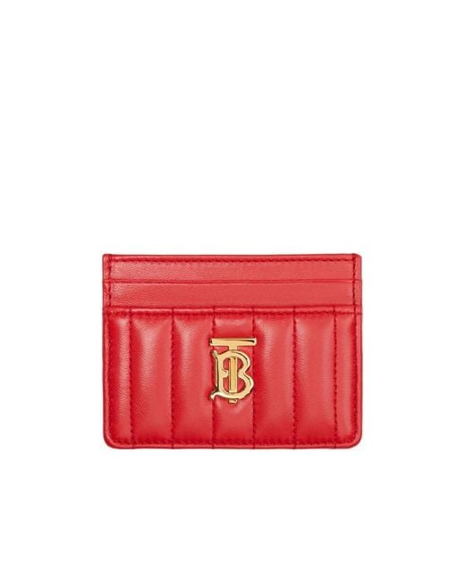 Burberry Red Tb Logo Plaque Padded Cardholder