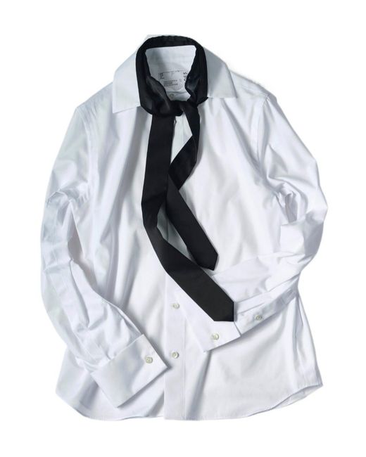 Sacai White Tie-Detail Shirt for men