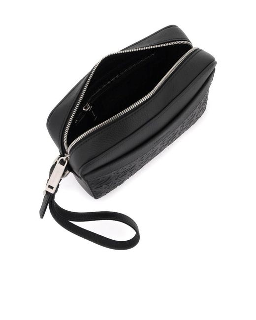 Ferragamo Black Logo Zipper Shoulder Bag for men