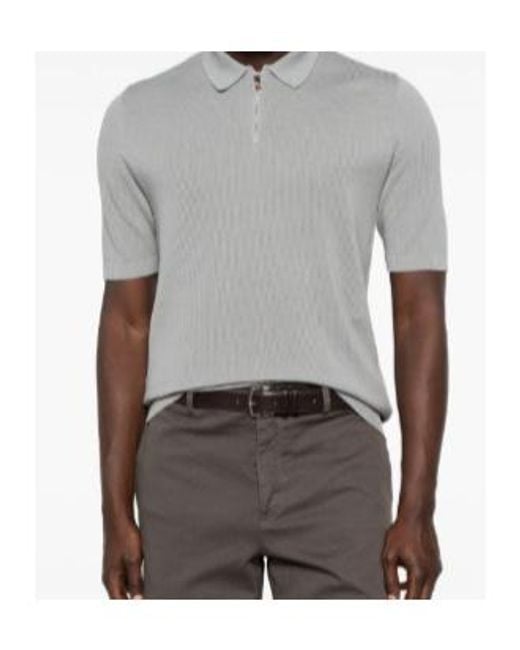 Eleventy Gray Half-Zip Knitted Polo Shirt for men