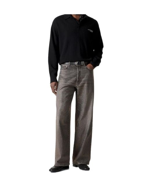 Acne Gray Embellished Wide-Leg Jeans for men