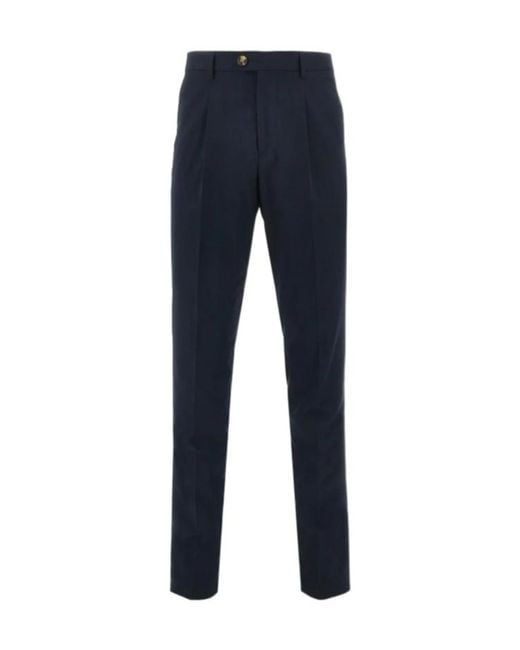 Brunello Cucinelli Blue Pleated Trousers for men