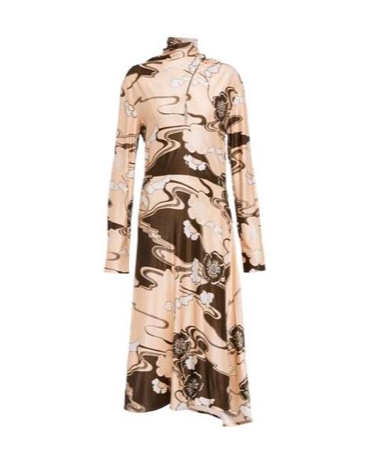 Jil Sander Natural Printed Midi Dress