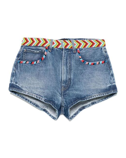 Alanui Blue Memories Of The Savannah Denim Shorts