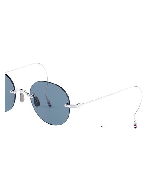 Thom Browne Blue Eyewear Round Frame Sunglasses for men