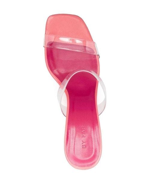 By Far Pink Clara Square Toe Heeled Mules