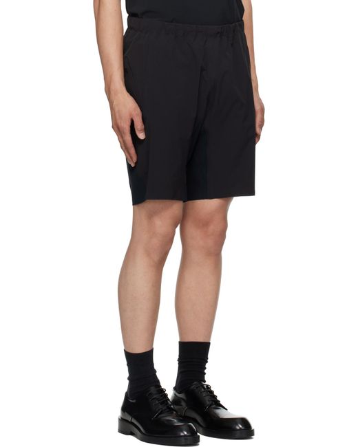 Veilance Black Elastic Waist Shorts for men