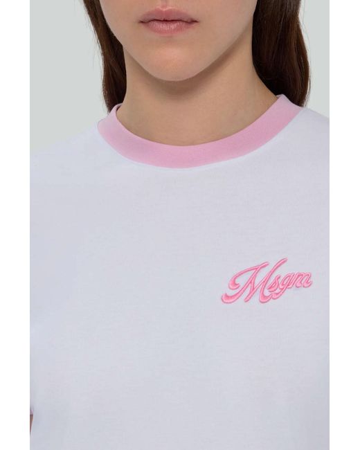 MSGM White Short-Sleeved Jersey T-Shirt