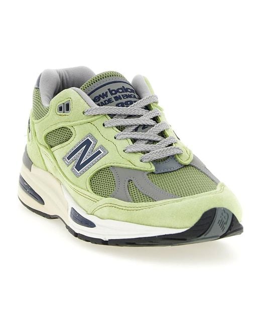 New Balance Green 991V2 Lace-Up Sneakers for men