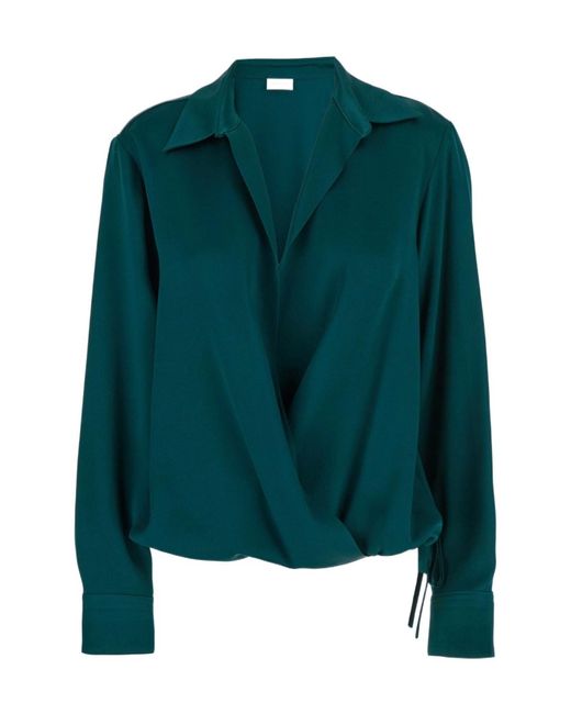 Dries Van Noten Green Long Sleeved V-Neck Blouse