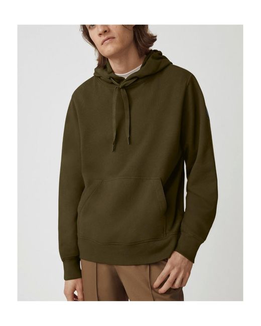 Canada Goose Green Logo Embroidered Drawstring Hoodie for men