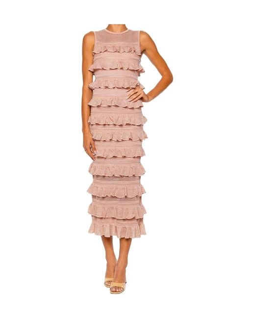 Zimmermann Red Luna Lace Ruffle Dress