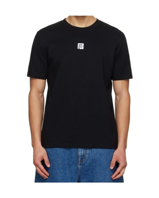 Balmain Black Logo Embroidered T-Shirt for men