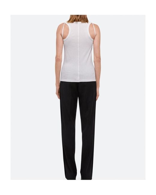 Helmut Lang White Strap Racer Sleeveless Tank Top