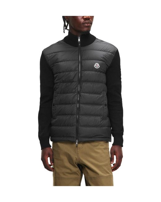 Moncler Black Hybrid Knit And Quilted Down Jacket for men