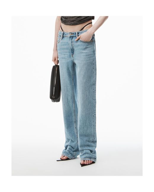 Alexander Wang Blue Pre-Styled Logo Thong Mid Rise Jeans