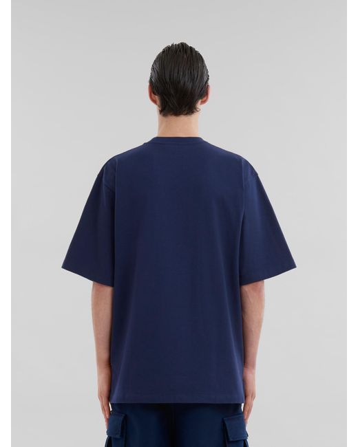 Marni Blue Logo Patch Crewneck T-Shirt for men