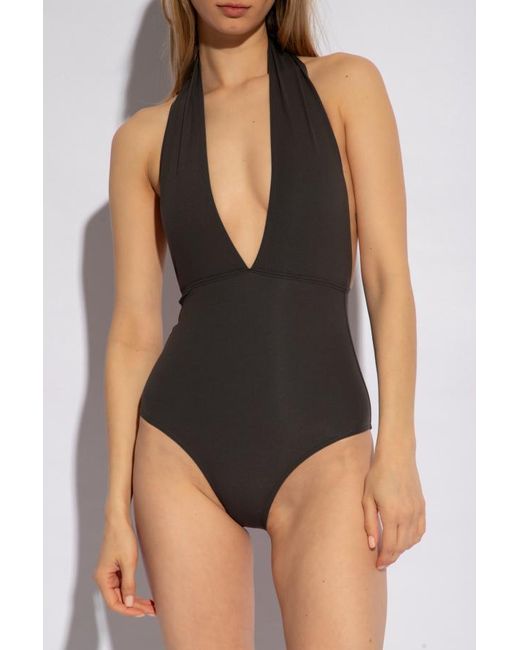 Totême Black Totême Halterneck Open Back Swimsuit