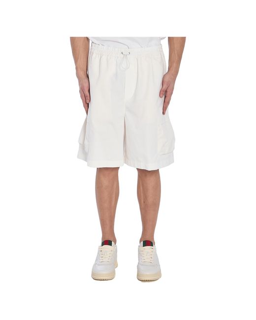 Gucci White Web Detailed Cargo Shorts for men