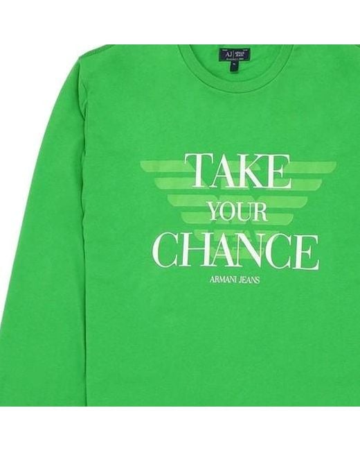 Armani Jeans Green T-Shirt With Round Neck And Long Sleeves for men