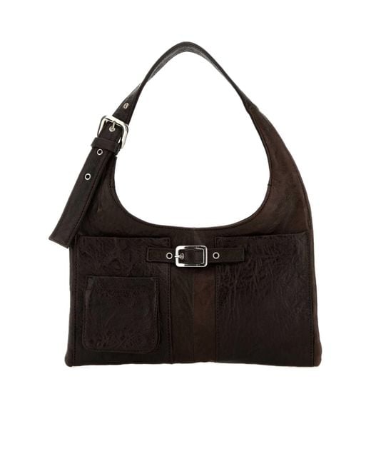 GIMAGUAS Black Buckle Shoulder Bag