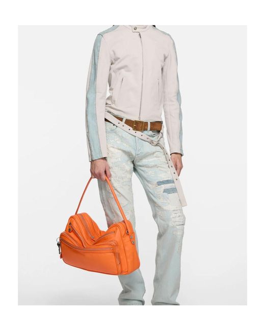 Acne Orange Camero Leather Shoulder Bag