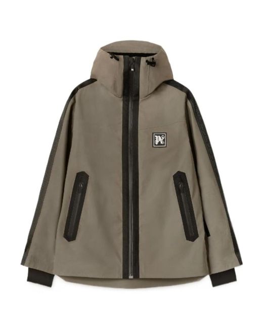 Palm Angels Brown Logo Patch Hooded Jacket for men