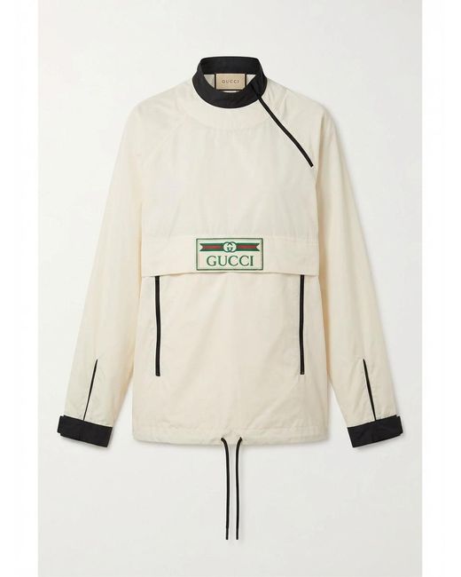 Gucci White Logo Patch Nylon Sweatshirt