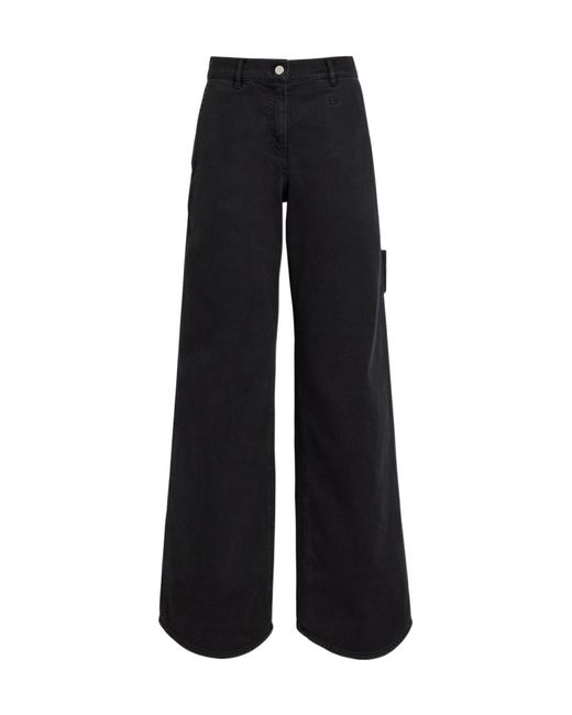 Courreges Black Hammer Logo-Embroidered Wide-Leg Jeans