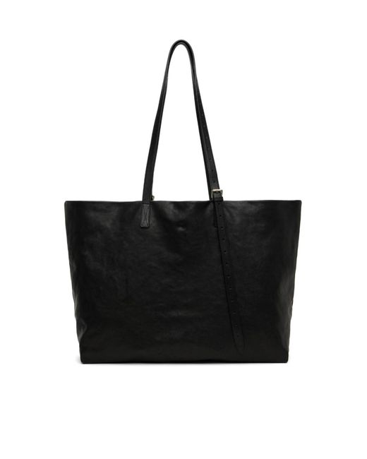 Ann Demeulemeester Black Distressed Leather Tote Bag
