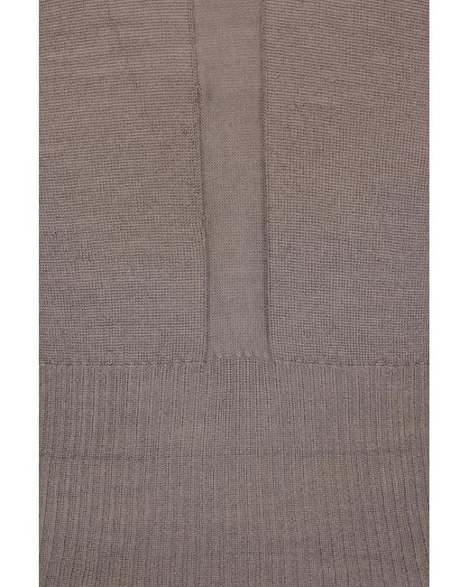 Rick Owens Gray Slashed Cropped Sweater