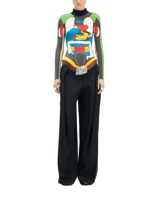Jean Paul Gaultier Gray Printed Long-Sleeved Top