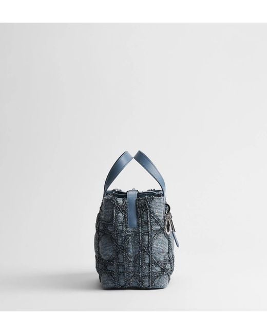 Dior Blue Small Toujours Vertical Tote Bag