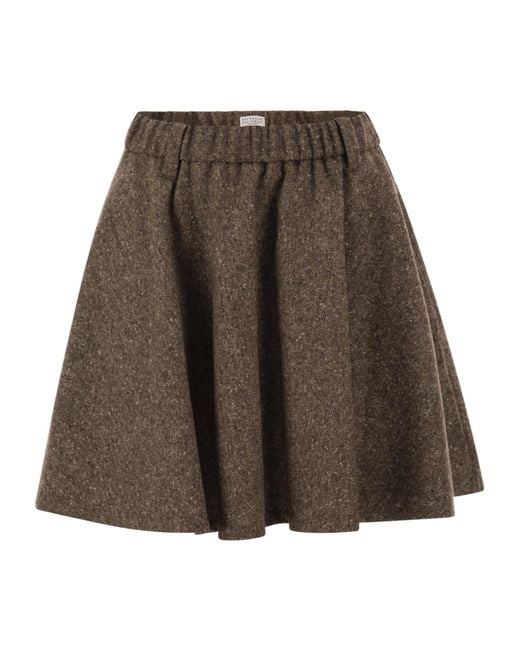 Brunello Cucinelli Brown Monili Donegal Mini Circle Skirt