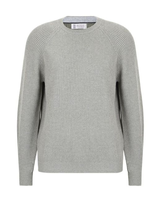 Brunello Cucinelli Gray Long-Sleeved Knitwear for men