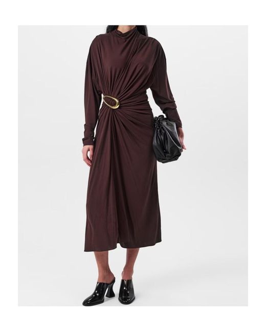Bottega Veneta Purple Pleated Long-Sleeved Dress