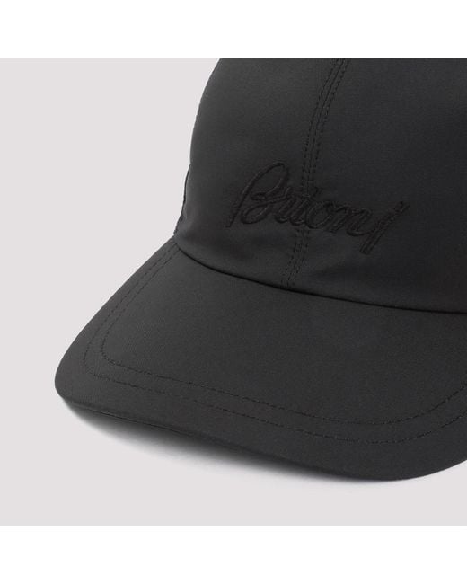 Brioni Black Logo Embroidered Baseball Cap for men