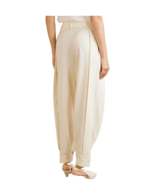 Sharon Wauchob White Clio Belted Wool Straight-Leg Pants