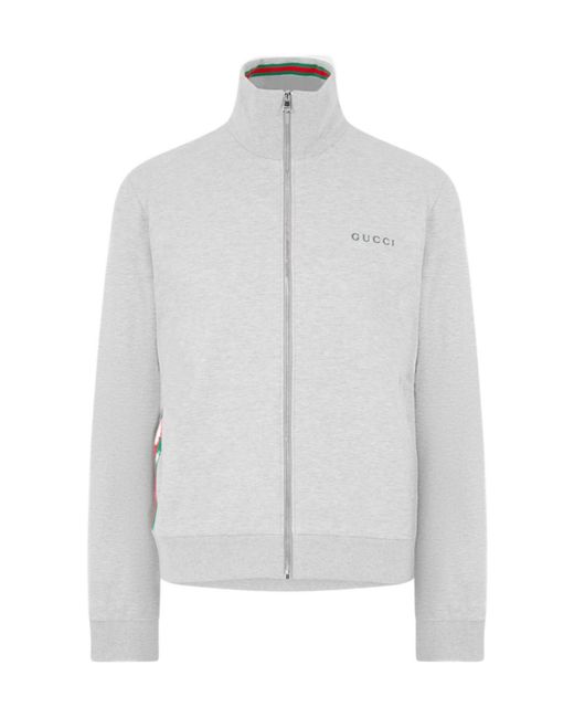 Gucci White Full-Zip Fleece Sweatshirt for men
