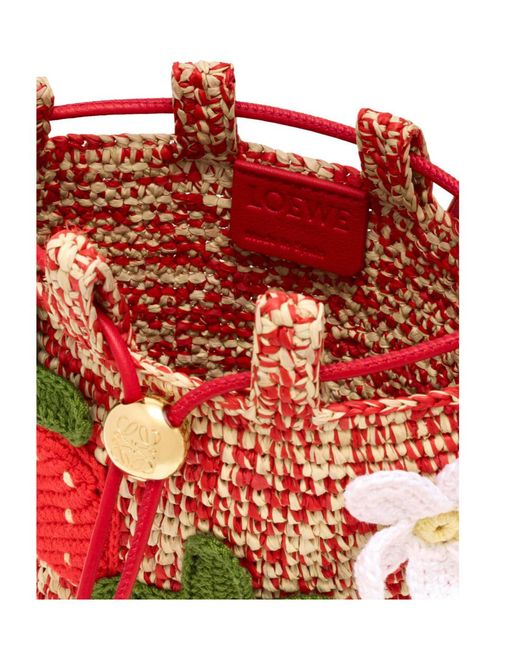 Loewe Red Straw Handbag