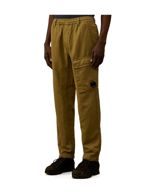 C P Company Green Lens Pocket Cargo Pants for men