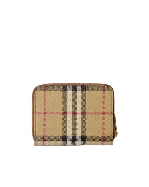 Burberry Natural Vintage Check Zip-Around Wallet