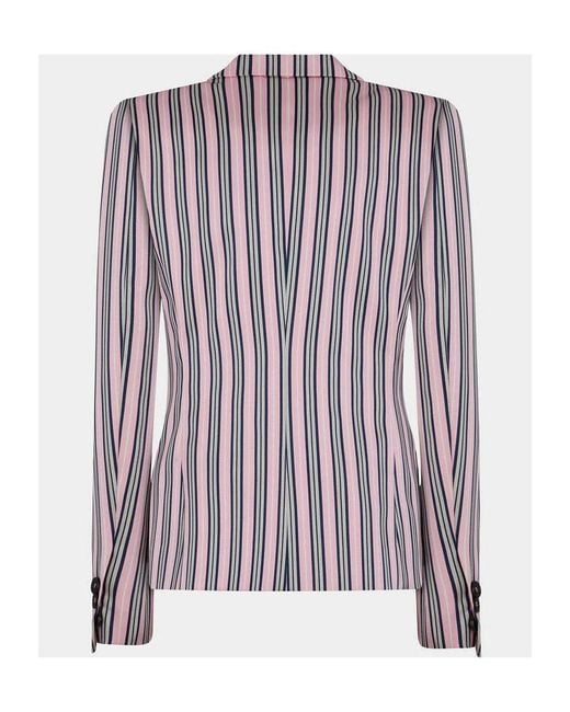 DSquared² Pink Logo-Patch Striped Blazer