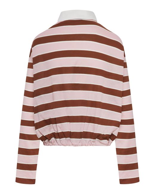 Prada Red Striped Lisle Thread Polo Shirt