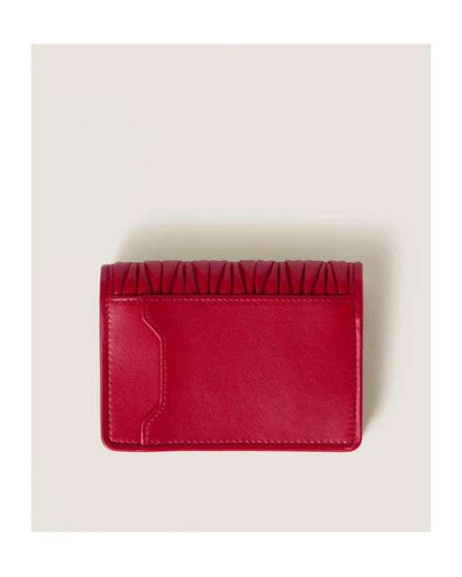 Miu Miu Red Matelassé Nappa Leather Card Holder
