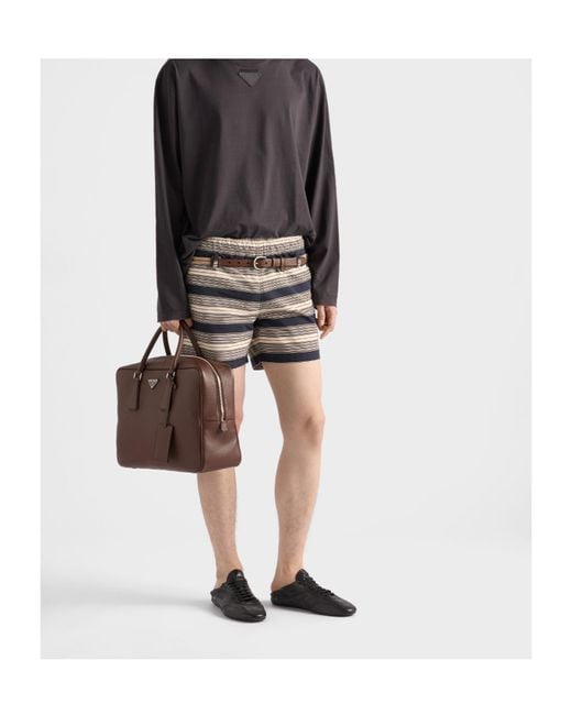 Prada Gray Belted Swim Shorts for men