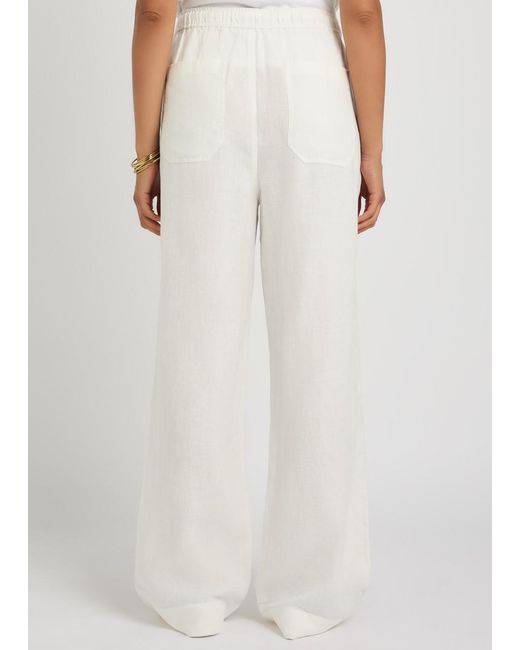 Polo Ralph Lauren White Wide-Leg Linen Trousers